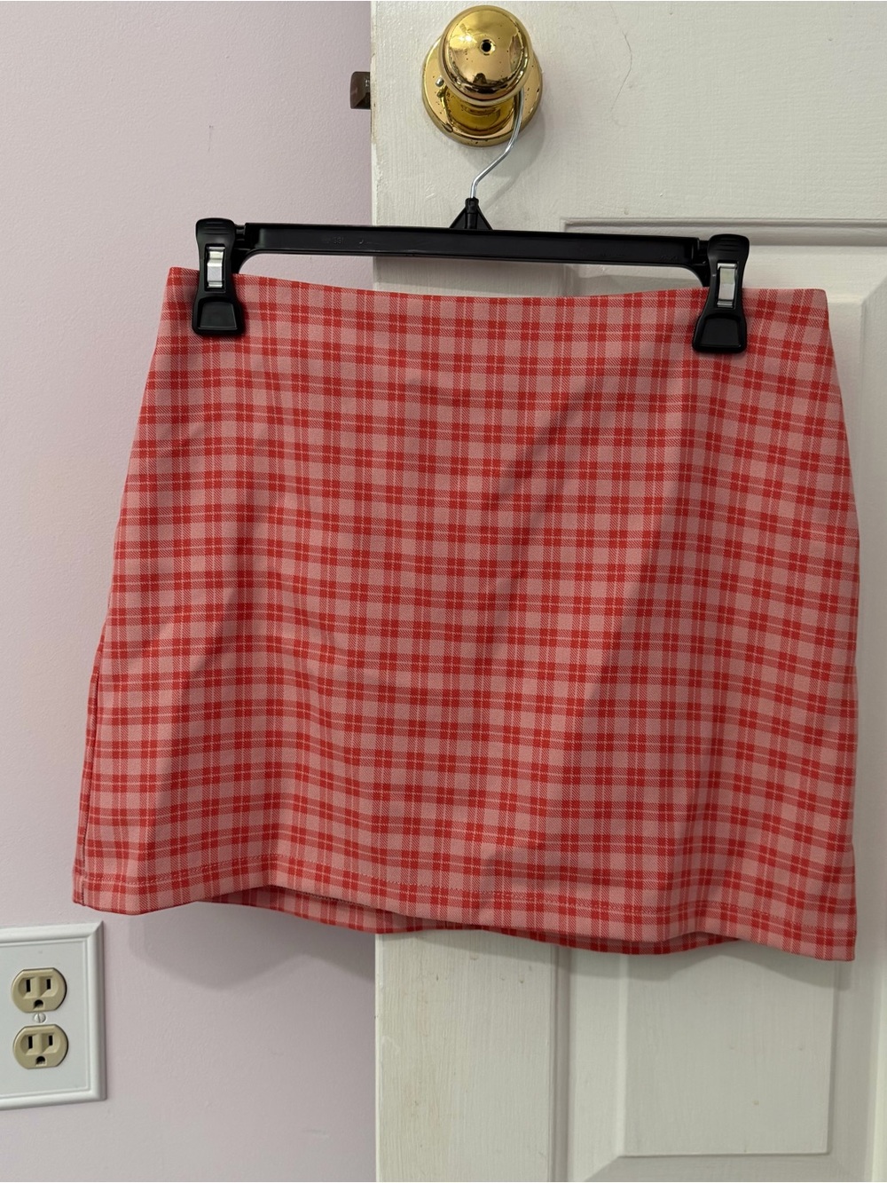 Urban Outfitters Pink and Red Plaid Mini Skirt